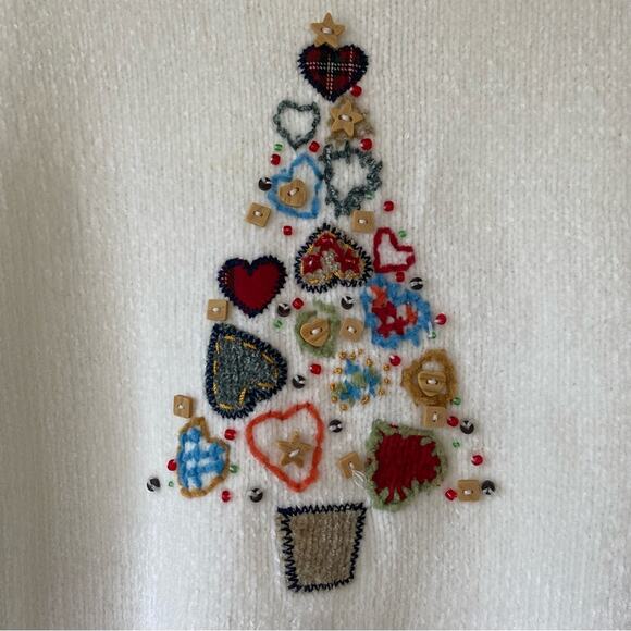 VTG Alfred Dunner Chenille Holiday Christmas Tree Sweater Beaded Grannycore XL - Picture 5 of 9